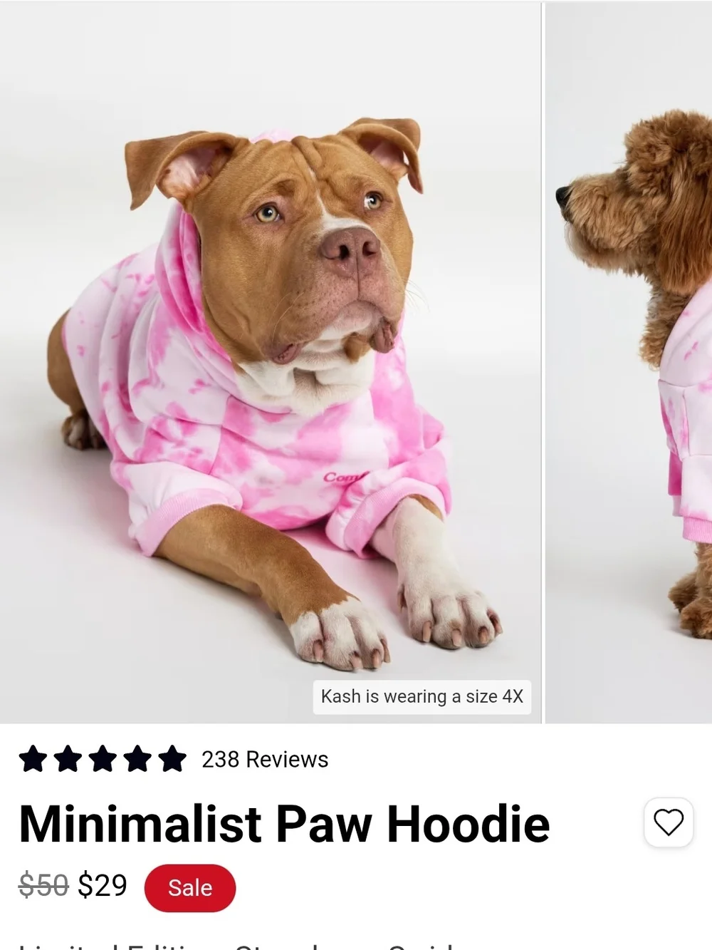 Minimalist Paw Tie-Dye Dog Hoodie — Pink